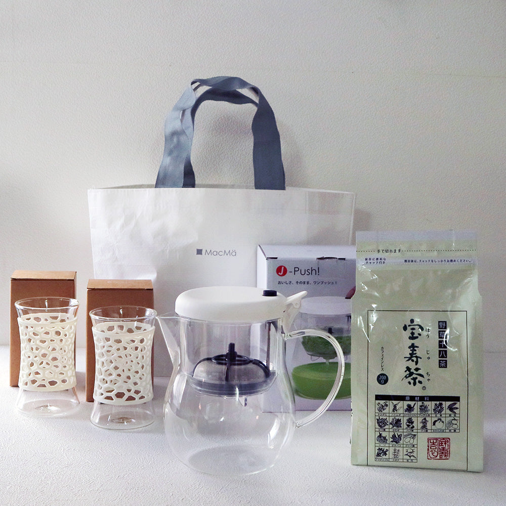 野草十八茶宝寿茶200g付】ジェイプッシュ＆ティーフリーグラス2個セット