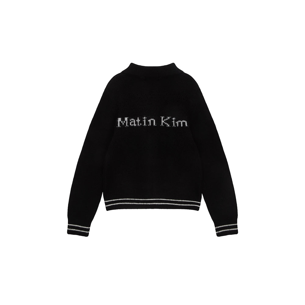PUNCHING POINT LOGO KNIT CARDIGAN FOR WOMEN IN BLACK – Matin Kim
