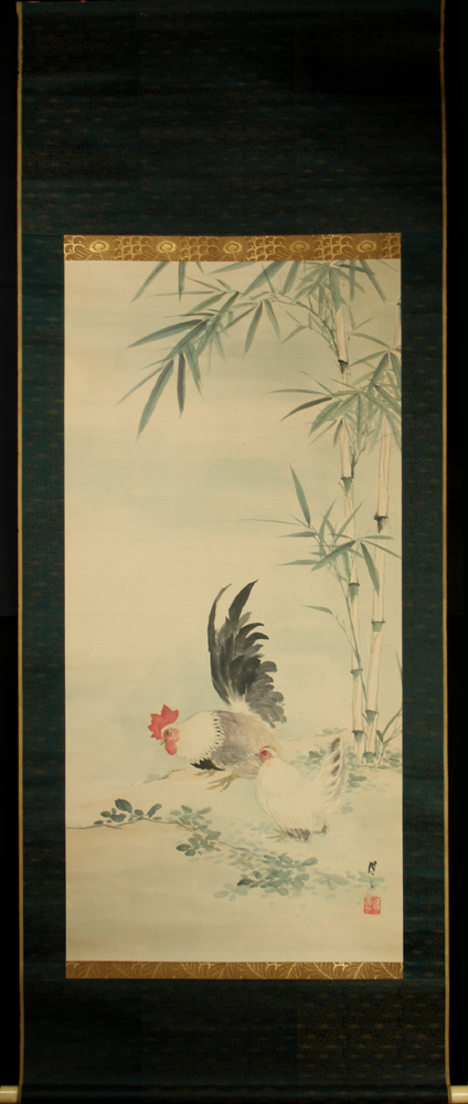沼田月斎 『鶏図』【動物・魚・鳥・虫の浮世絵・掛軸・骨董品のページ