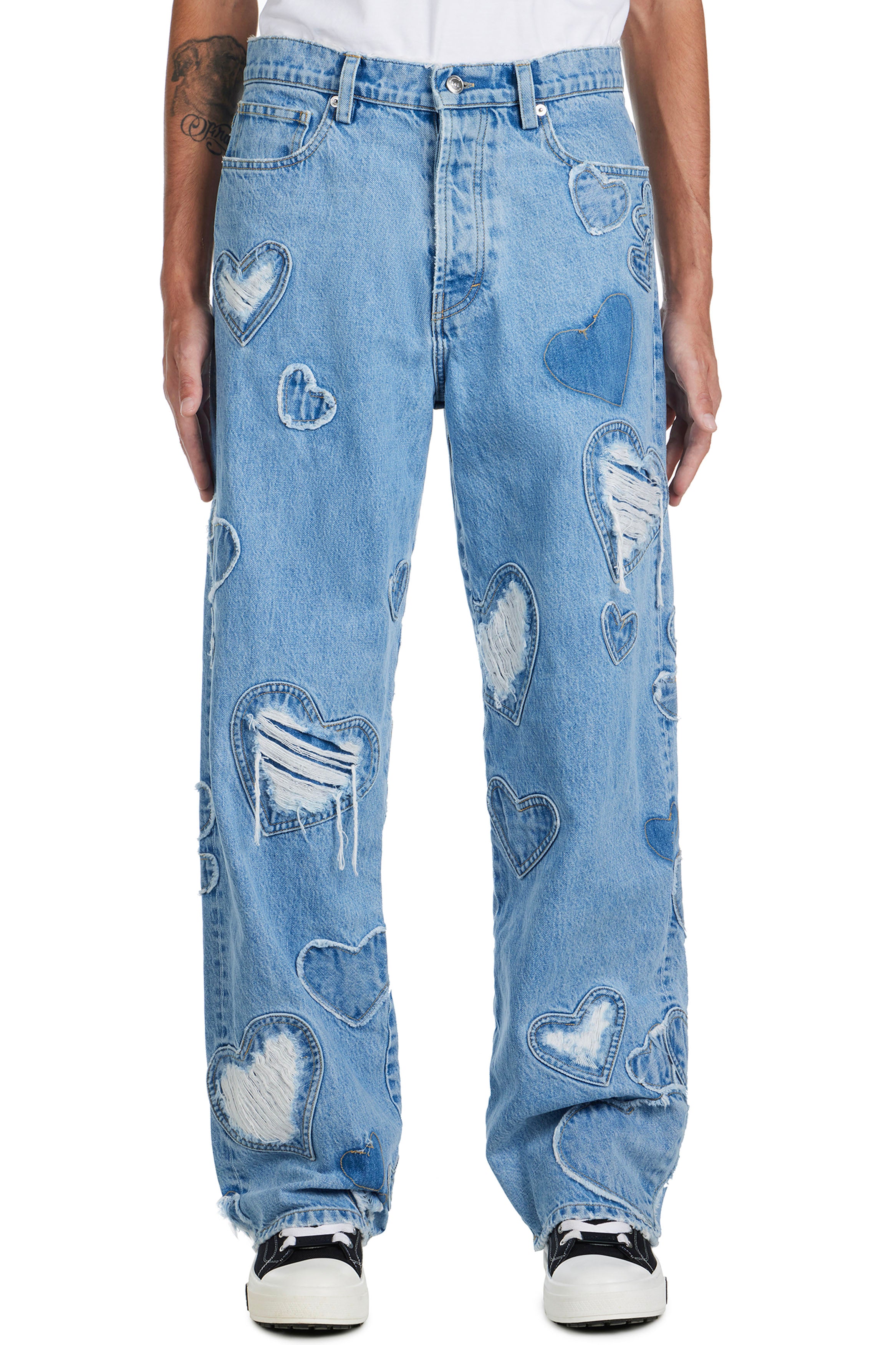 Denim Heart Patchwork Jeans in Light Wash – NAHMIAS