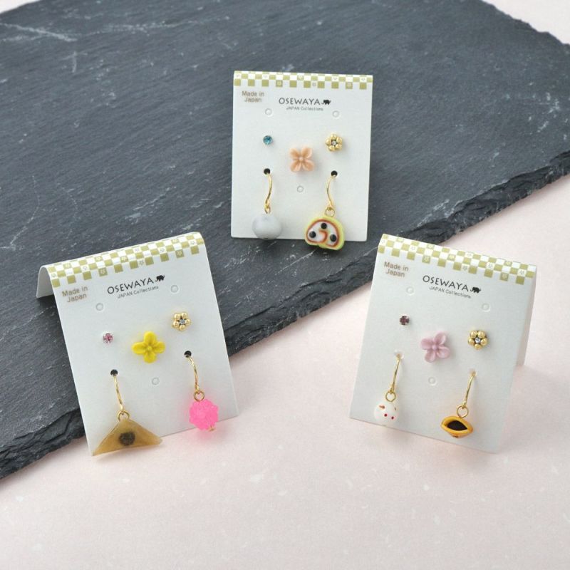 ピアス 和菓子 スイーツ ミニチュア ストーン フラワー 5個セット