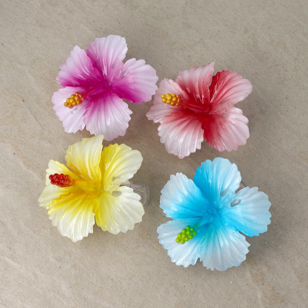 ヘアクリップ ハイビスカス フラワー 花 カラー 80mm ビッグ サイド