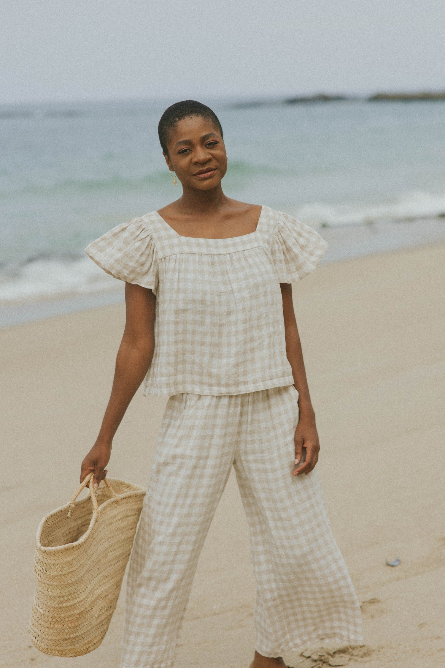 Meadow Top in Gingham | Flutter Sleeve Top – Altair The Label