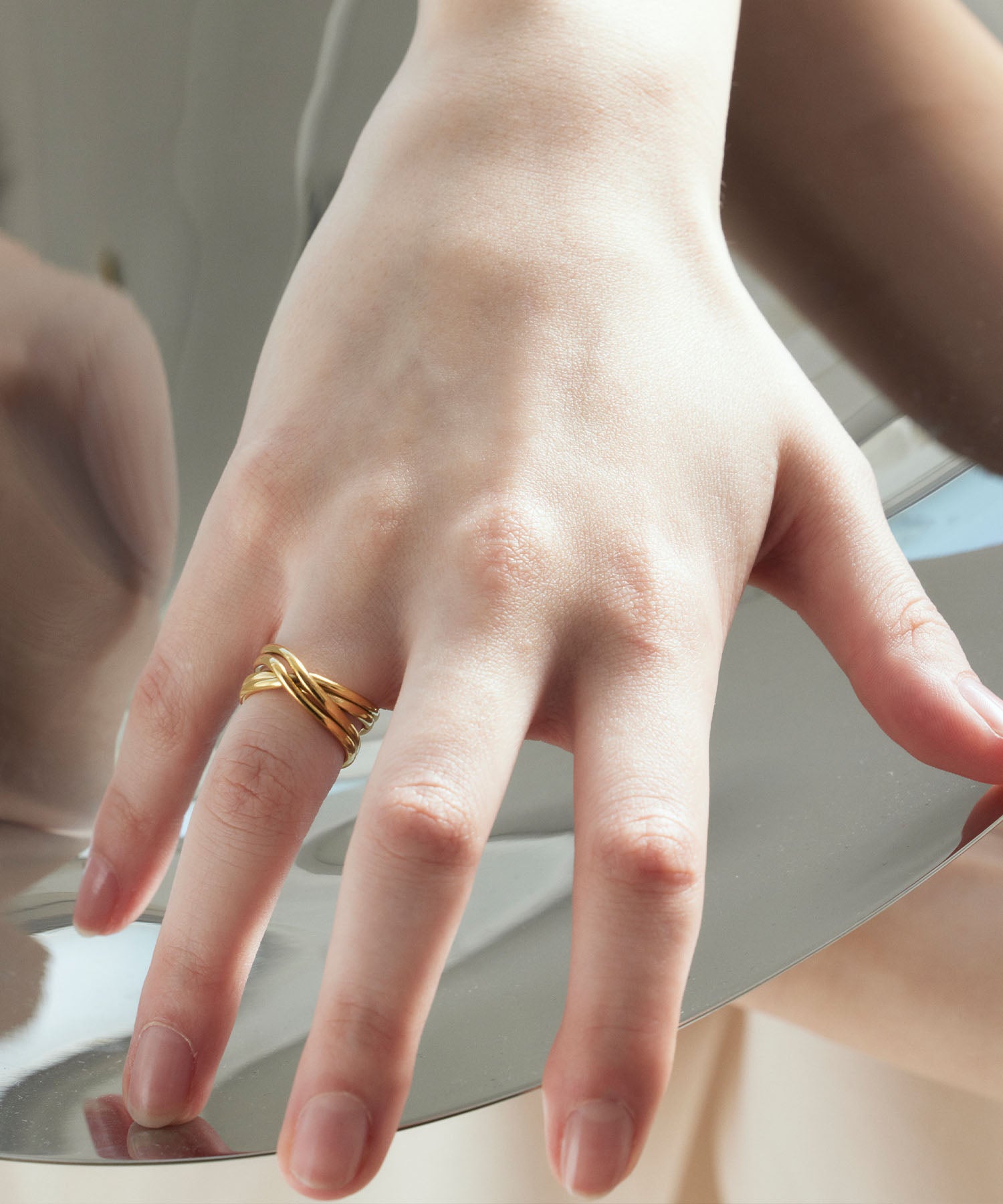 ゴールド]レイヤードクロスリング