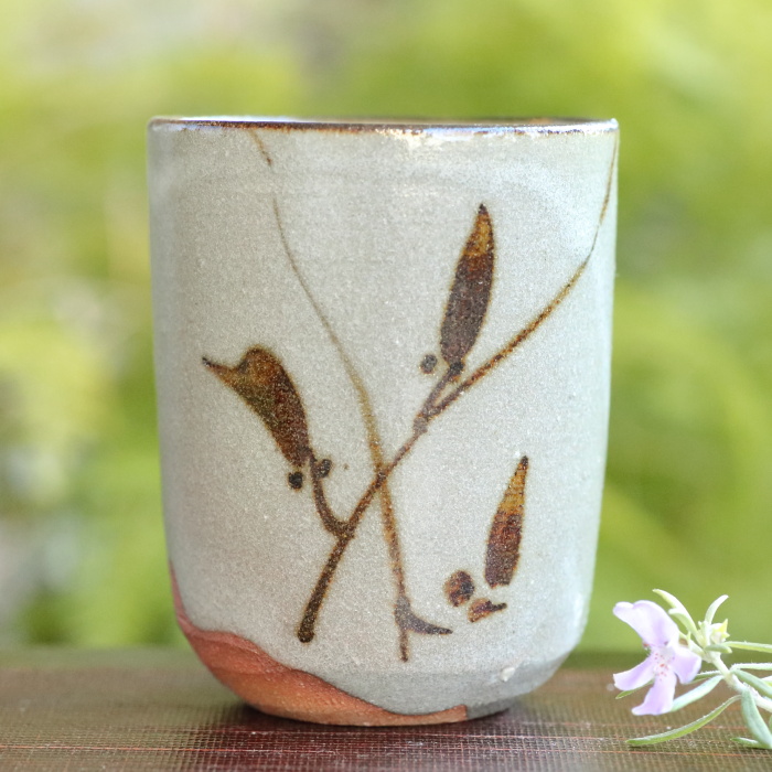 竹花正弘 絵唐津湯呑 満容量170ml 唐津焼煎茶碗 汲み出し 登り窯焼成陶