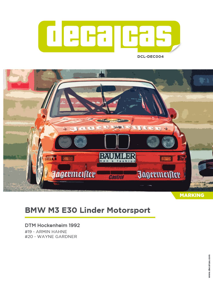 Marking / livery for 1/24 scale models: BMW M3 E30 Team Linder