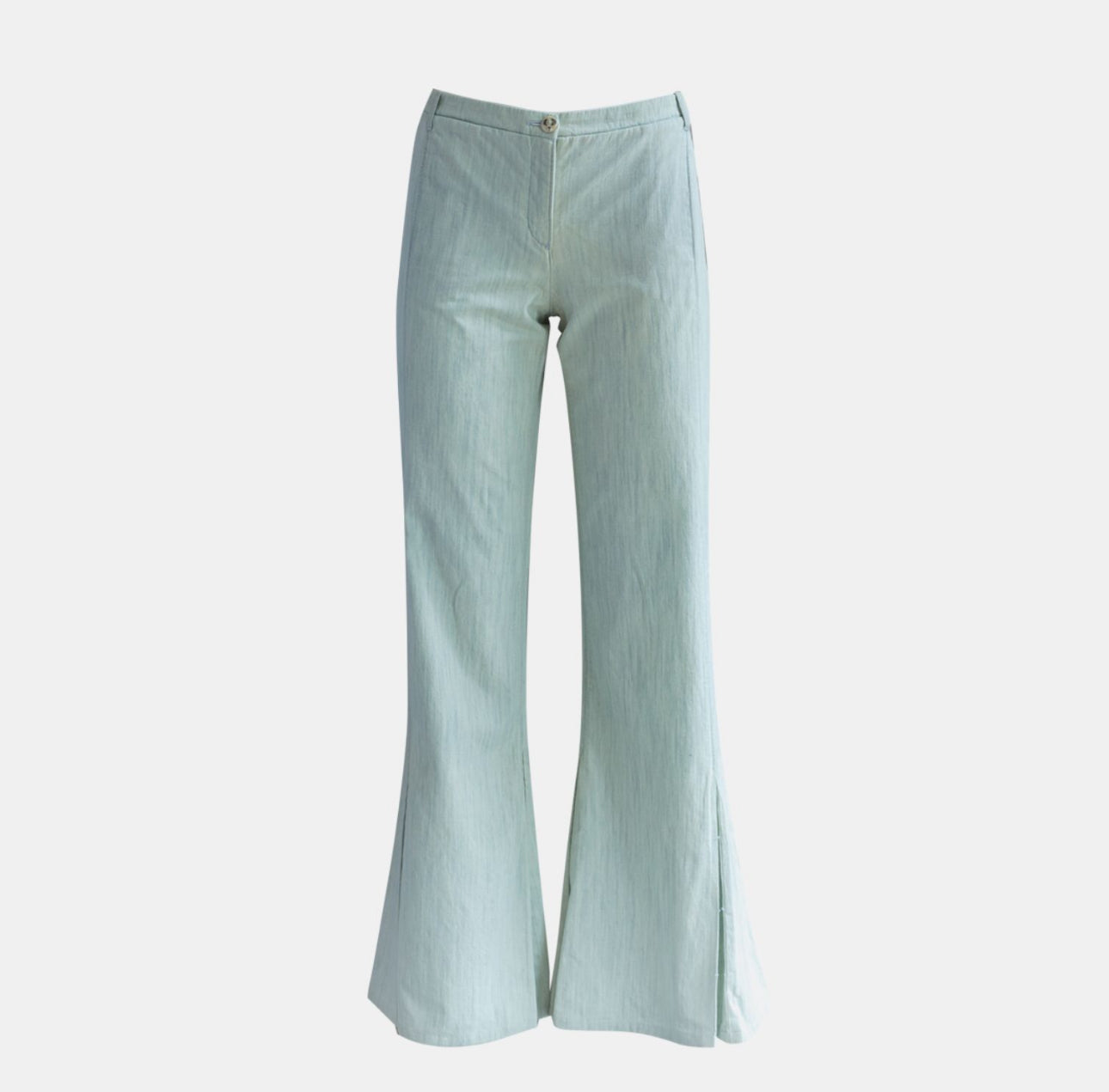 CHANEL - JEANS STRETCH LIGHT BLUE CC LOGO BUTTON SIZE 36 FR