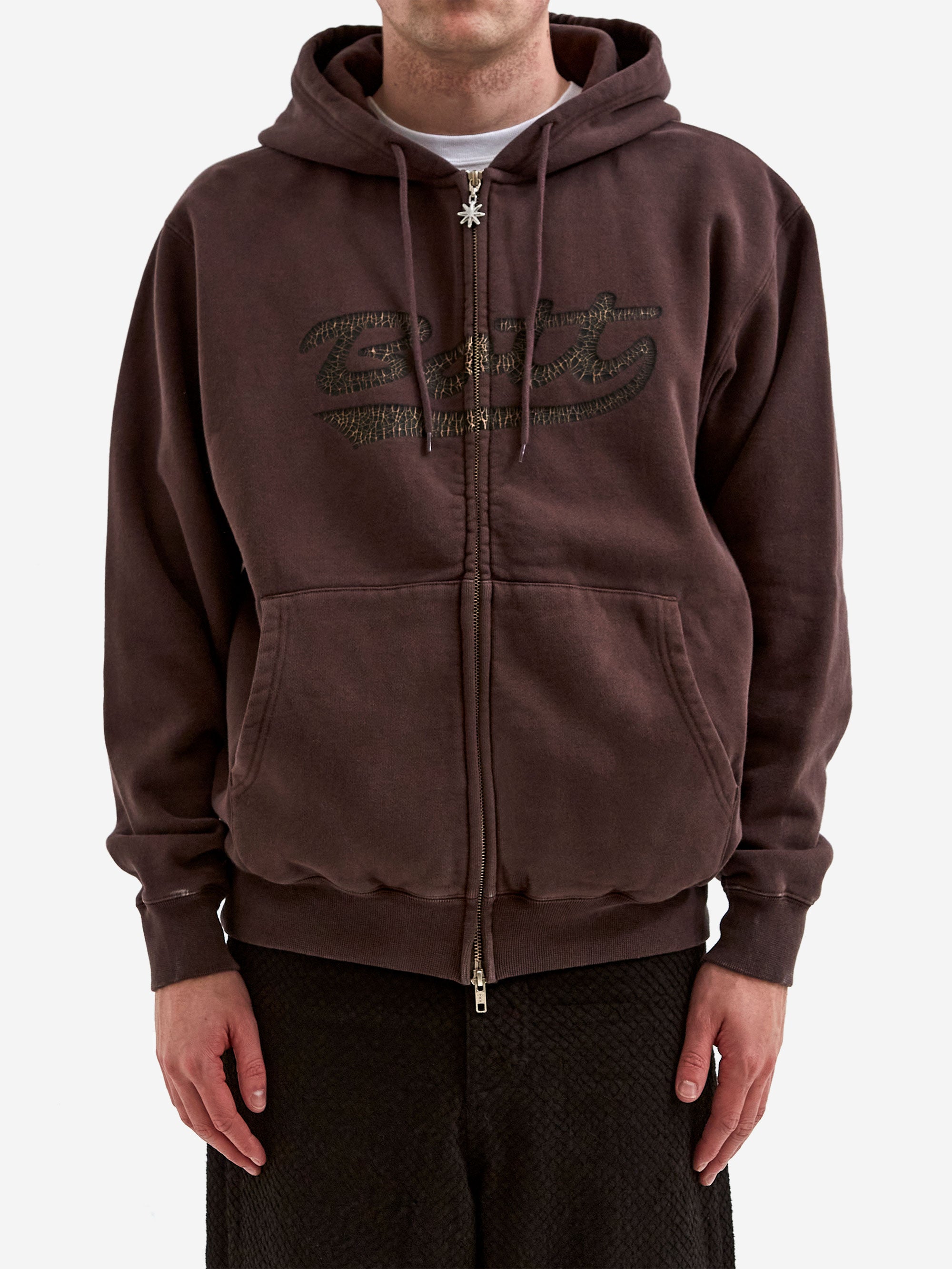 BoTT Washed Script Logo Zip Hoodie - Washed Brown – Goodhood