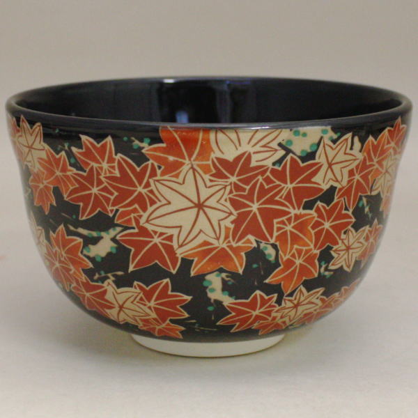 〇【茶器/茶道具 抹茶茶碗】 黒仁清写し 紅葉 宮地英香作 – 今屋静香園