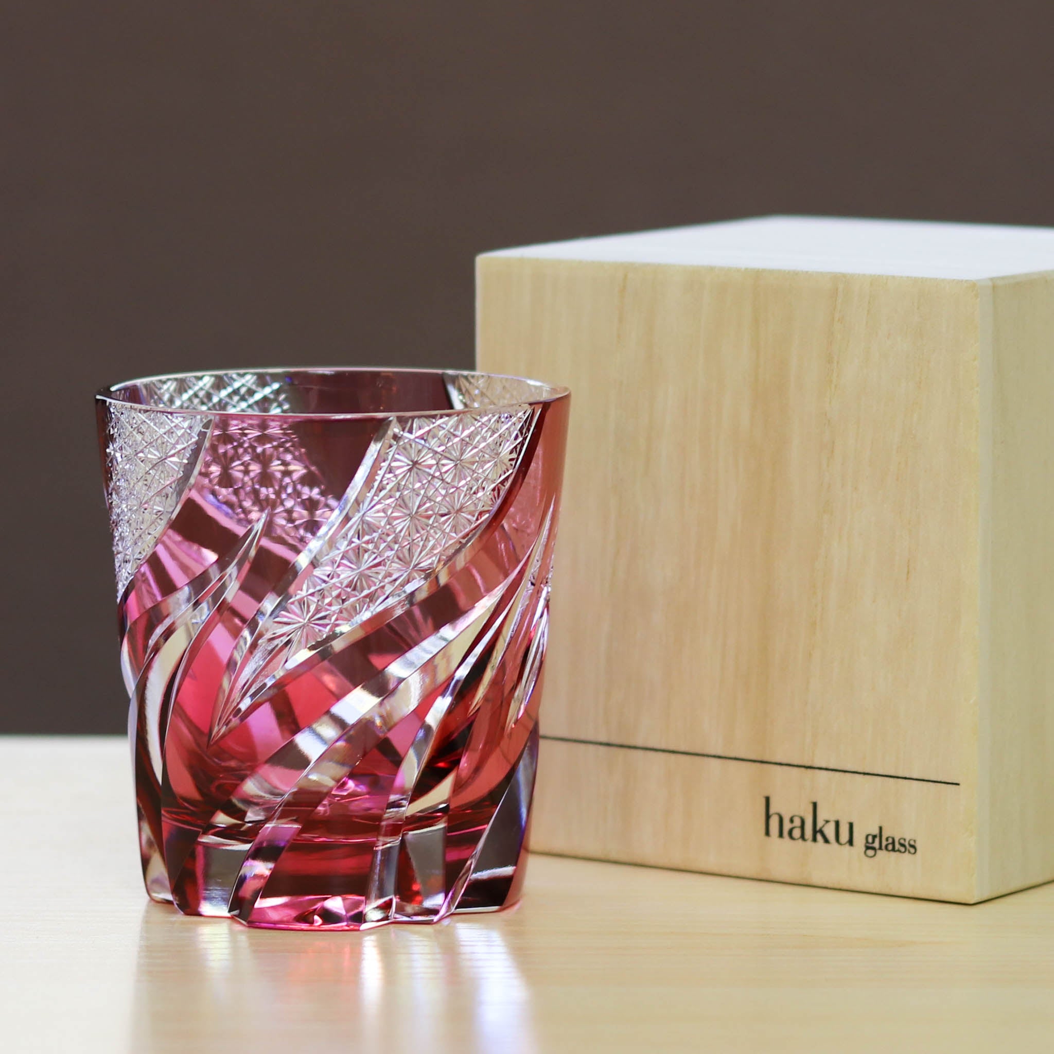 江戸切子 ロックグラス | homura 焔 | 金赤 | haku硝子