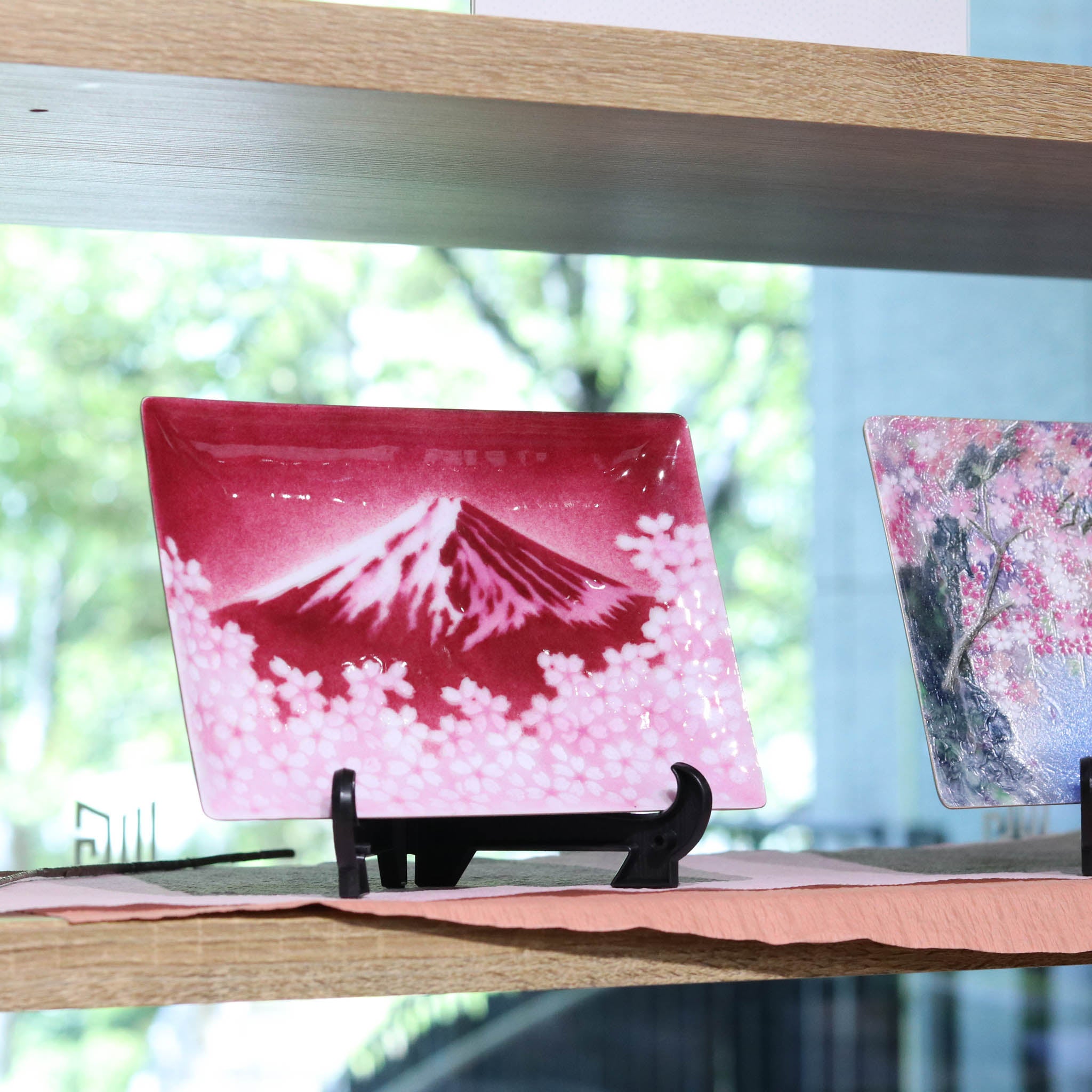 七宝焼き | 飾皿 | 赤富士 15x21