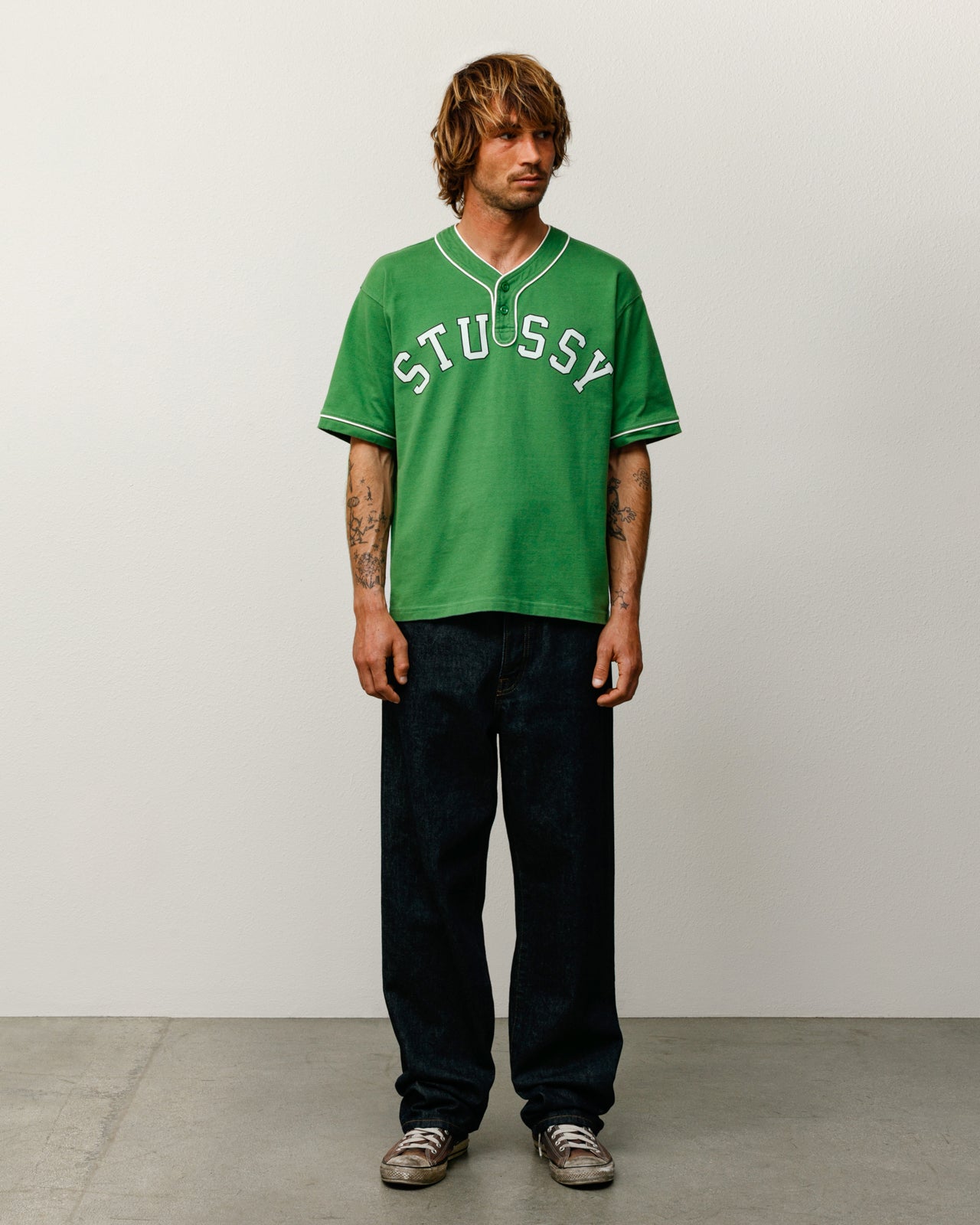 Arch Baseball Jersey – Green | Tops & Shirts | Stüssy Japan
