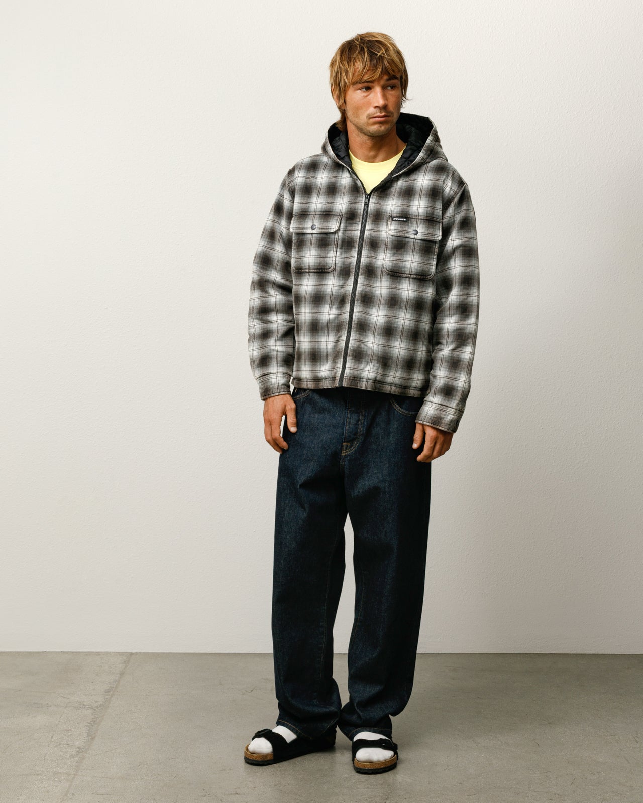 Zip Hooded Plaid Shirt – Charcoal | Outerwear | Stüssy Japan