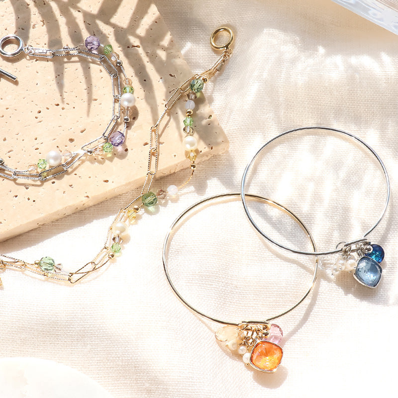 レシピNo.KR1239 貴和クリスタルのマルチカラーブレスレット2種 – 貴和