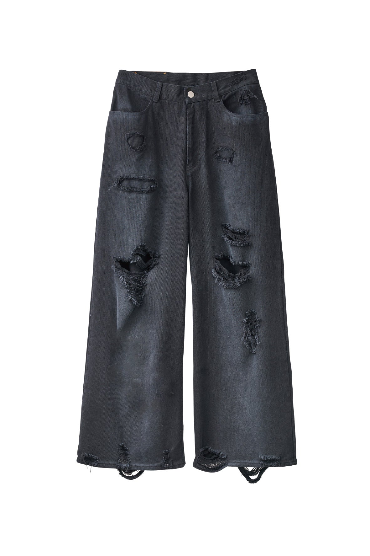 damage denim pants(unisex)/blackblack | KNUTH MARF