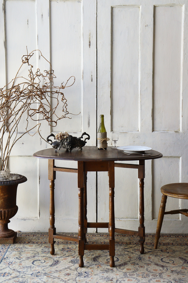 X61 英国アンティーク 小振りなゲートレッグテーブル バタフライテーブル