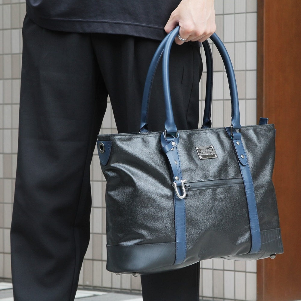 森野帆布コラボ／デザイナーズビジネスバッグ（ブラック×ネイビー