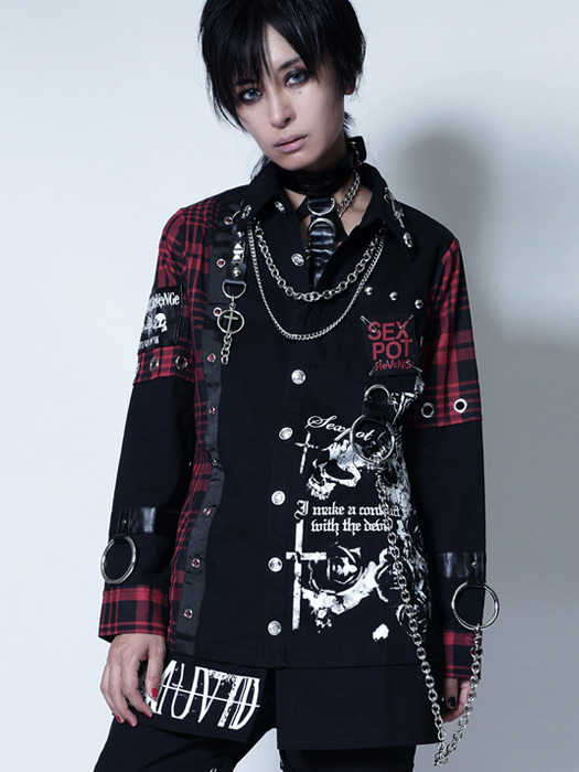 送料無料！】CUSTOM SKULL DARK PUNKISH CHECK シャツ ジャケット