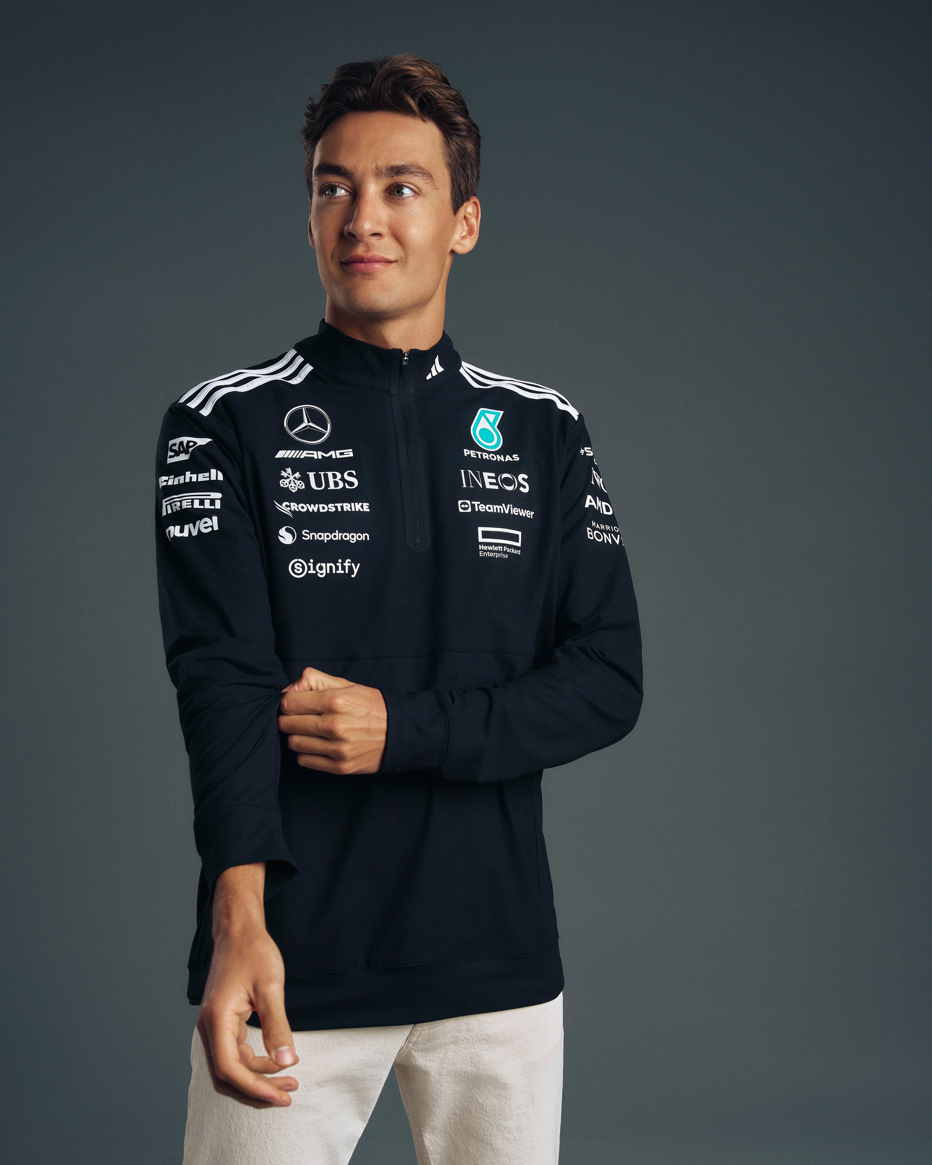 Mens 2025 Team Quarter Zip Black | Official Mercedes-AMG PETRONAS