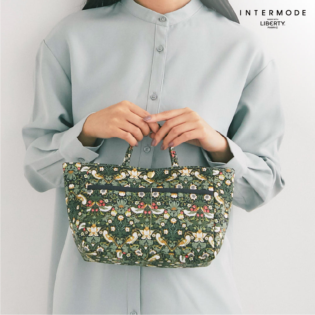 リバティプリント バッグインバッグ #187c Strawberry Thief ブラック