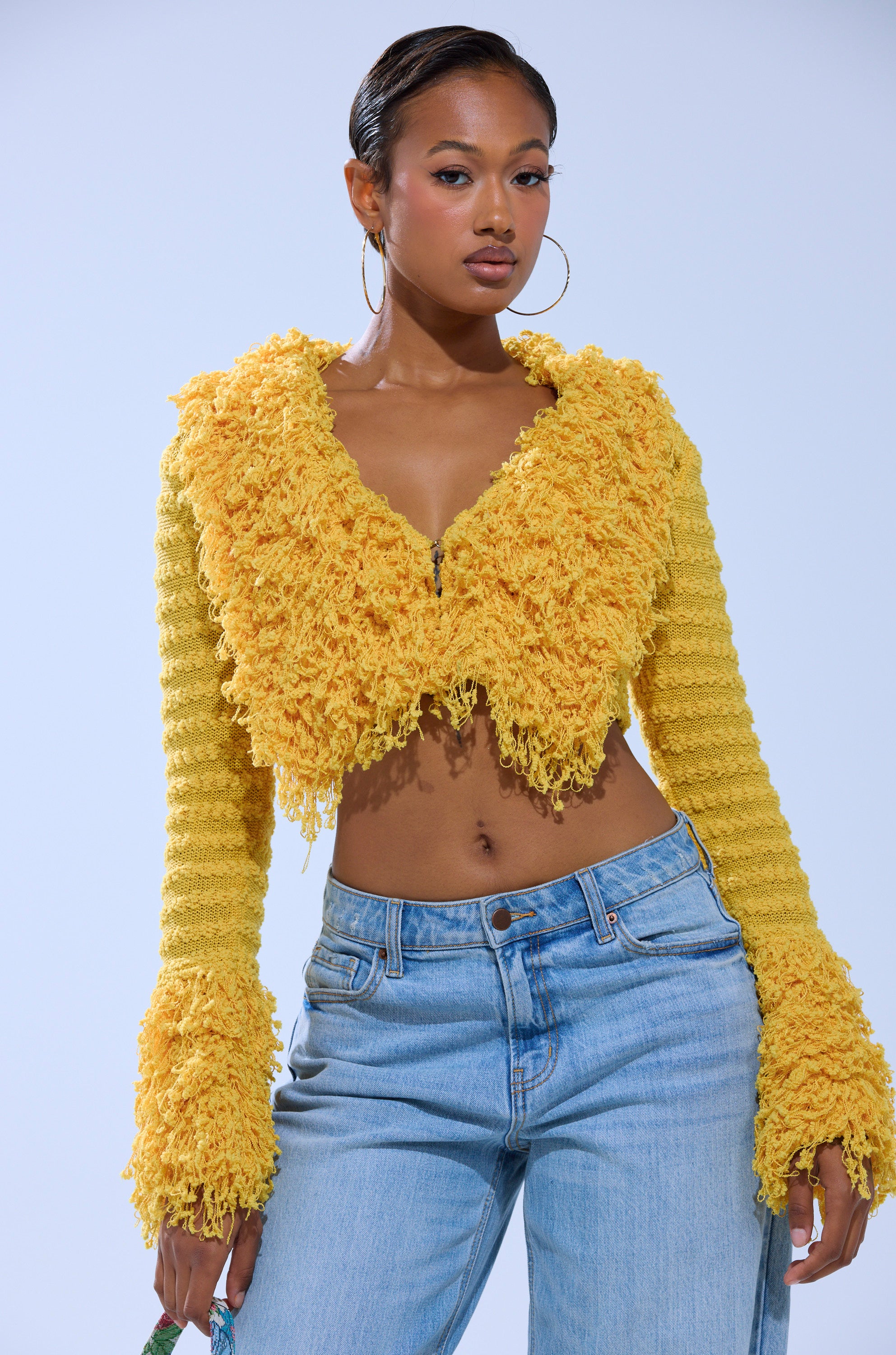 SUNSHINE QUEEN FRINGE SWEATER – AKIRA
