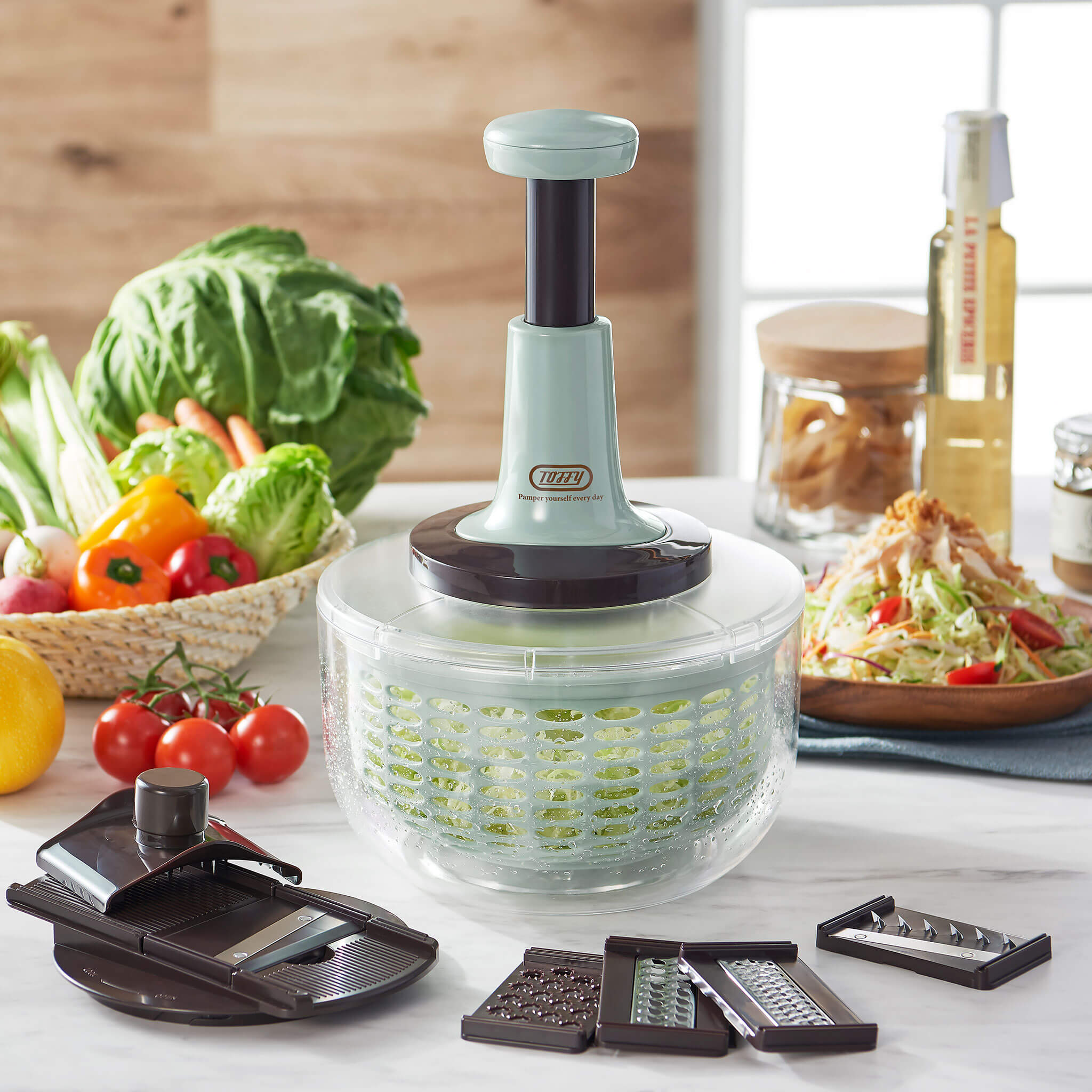 Toffy プッシュサラダスピナー&スライサーセット ｜ Toffy公式