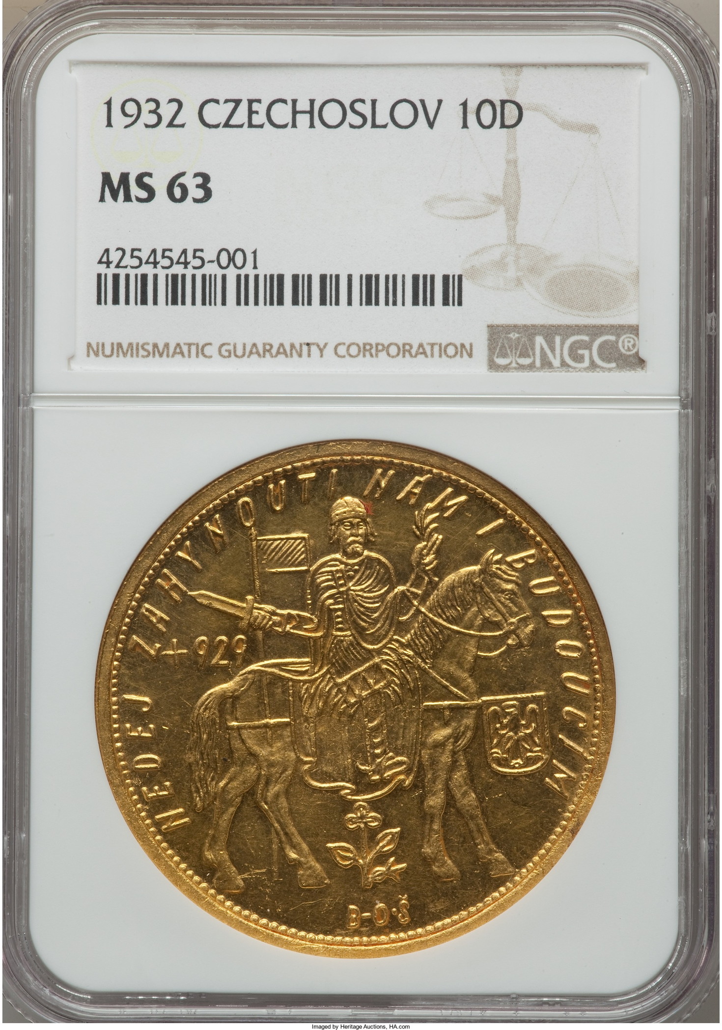 SPA掲載コイン動画あり】チェコスロバキア 1932年10ダカット NGC社MS63