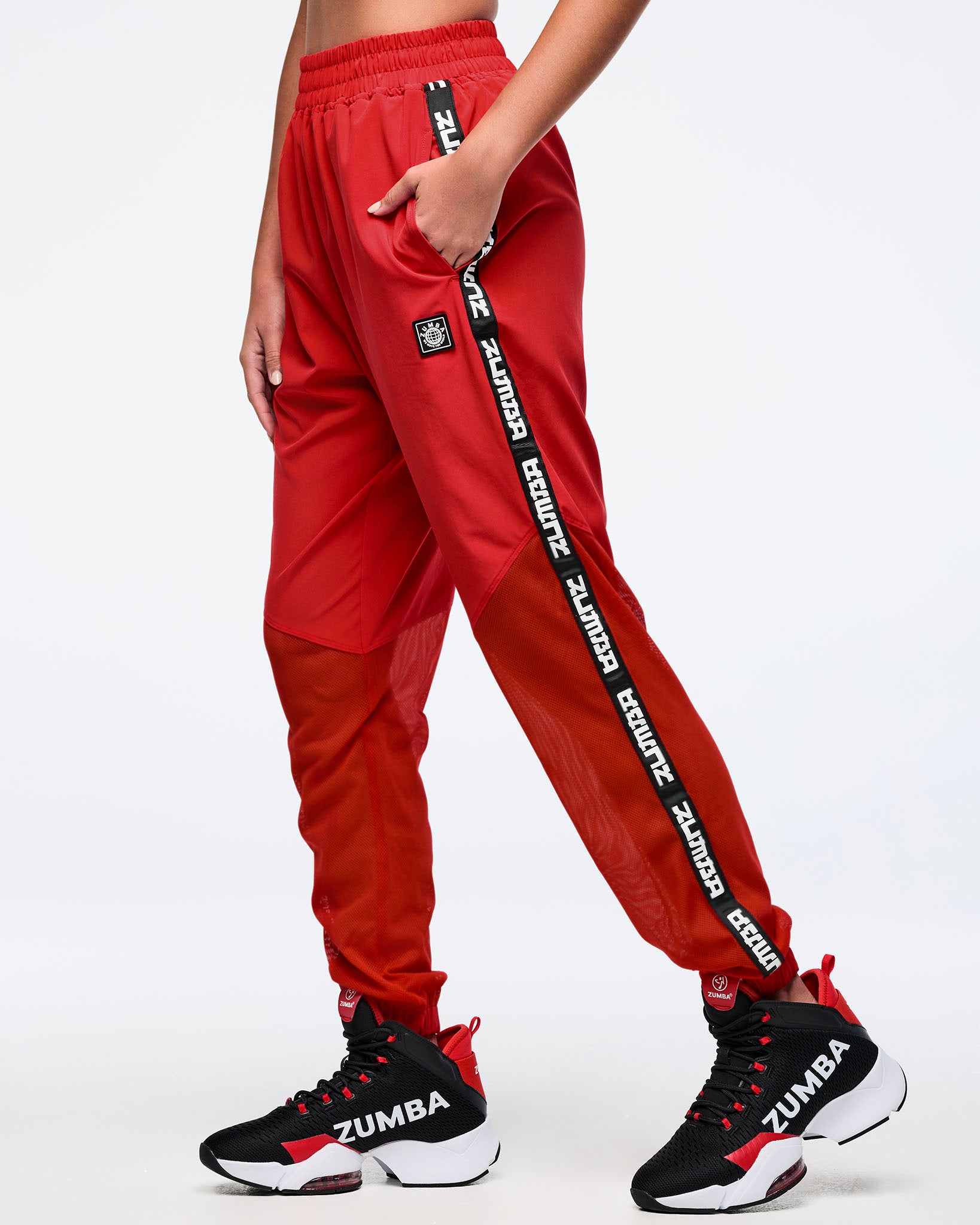 Eastern Flavor High Waisted Woven Track Pants With Mesh – Zumba