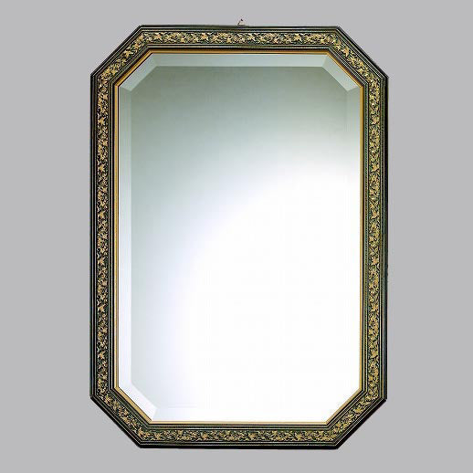 ウォール ミラー 壁掛け 鏡 八角 グリーン イタリアンブルー