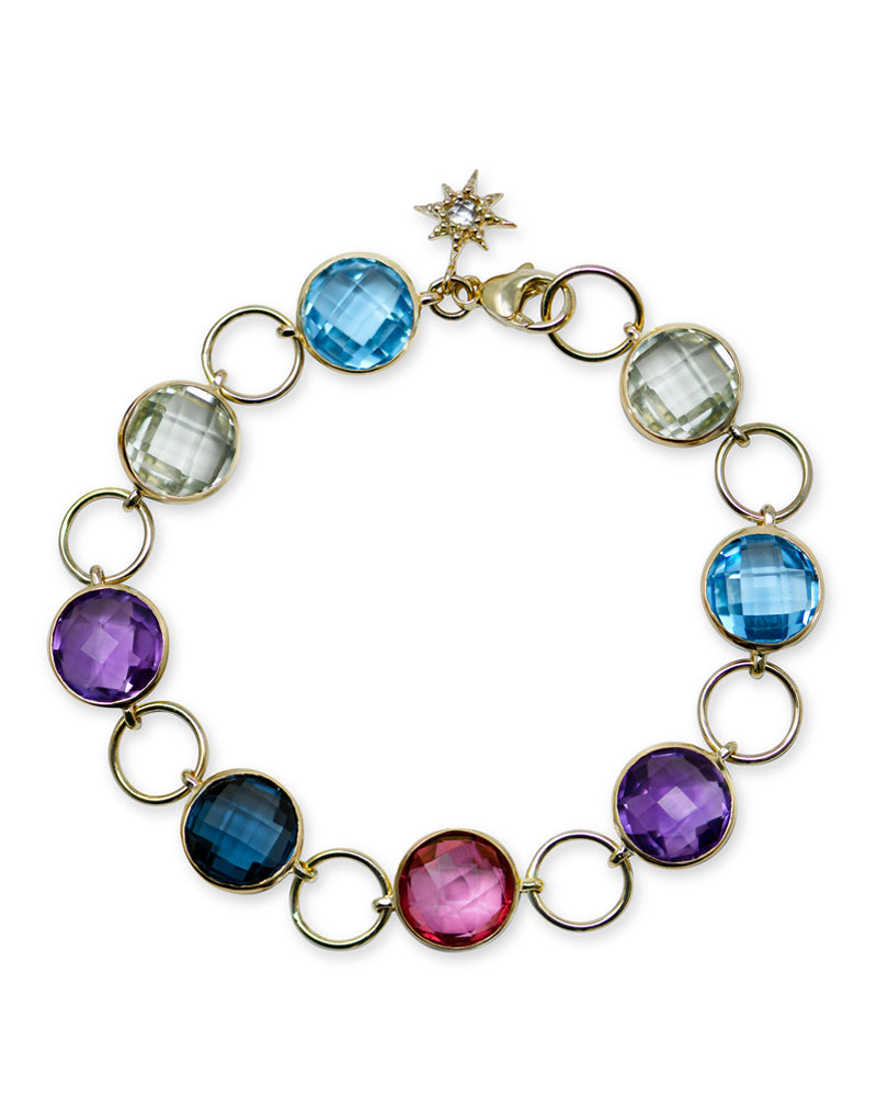 Classique Gemstone Bezel Link Bracelet