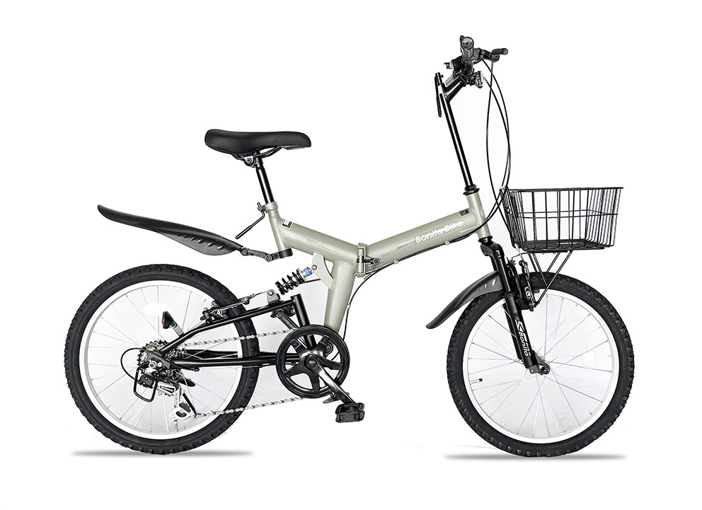 レンジャー】20インチ折りたたみマウンテンバイク 6段変速・前カゴ付