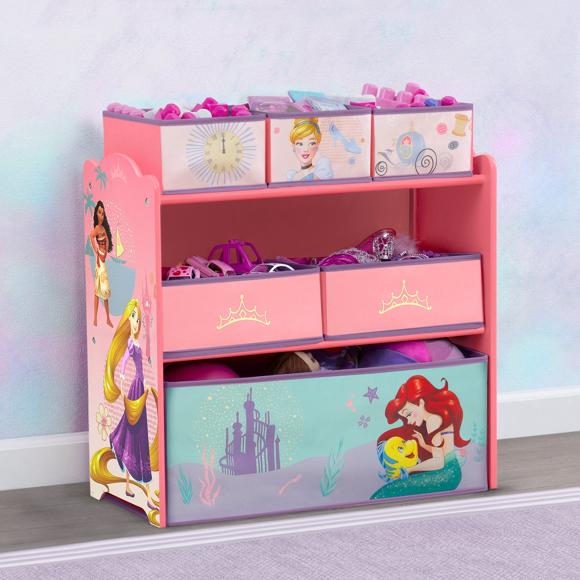 Princess 6 Bin Design and Store Toy Organizer - Delta Children