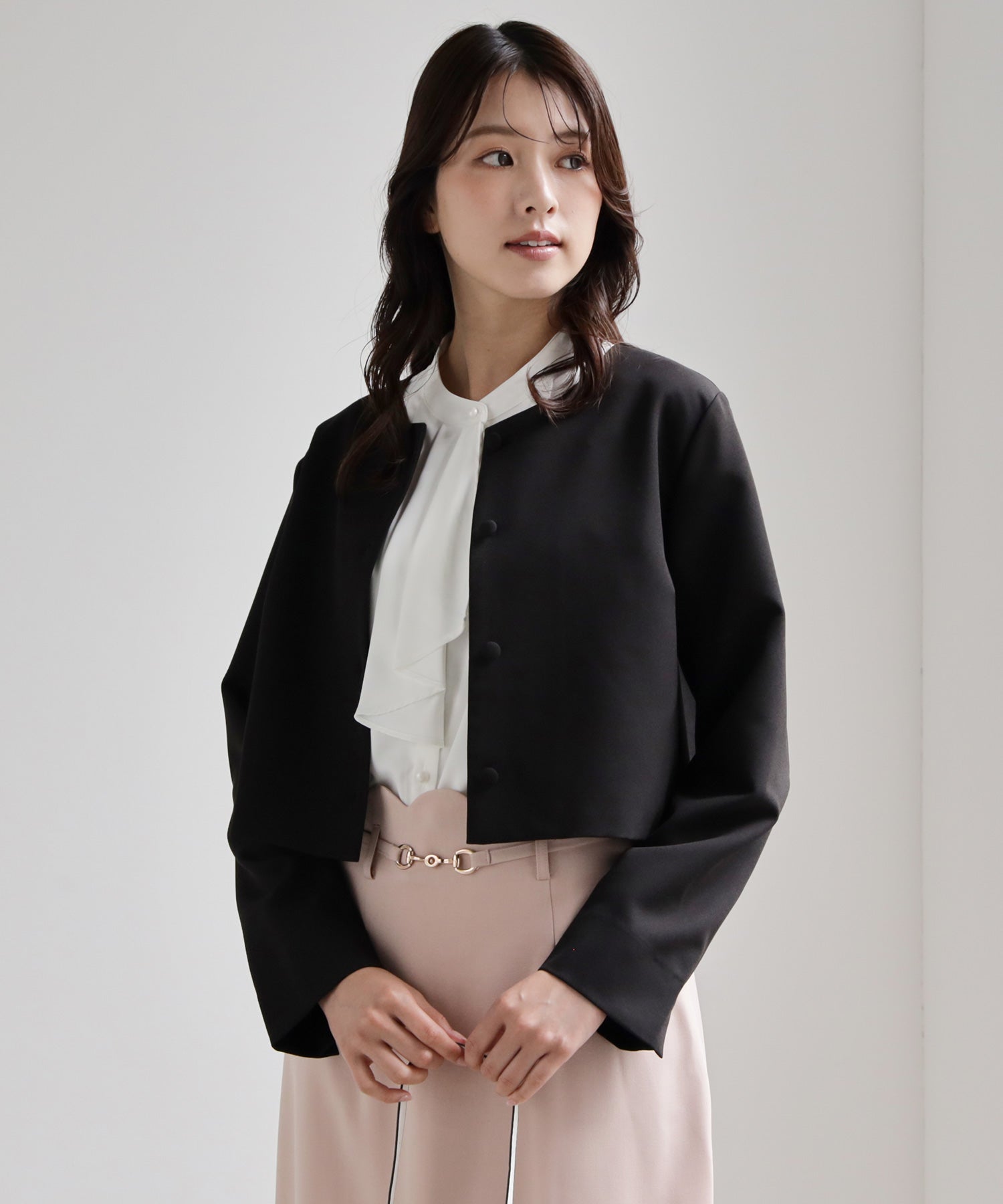 喪服にも使えるノーカラージャケット dsy0140 ブラック – [公式]DRESS+