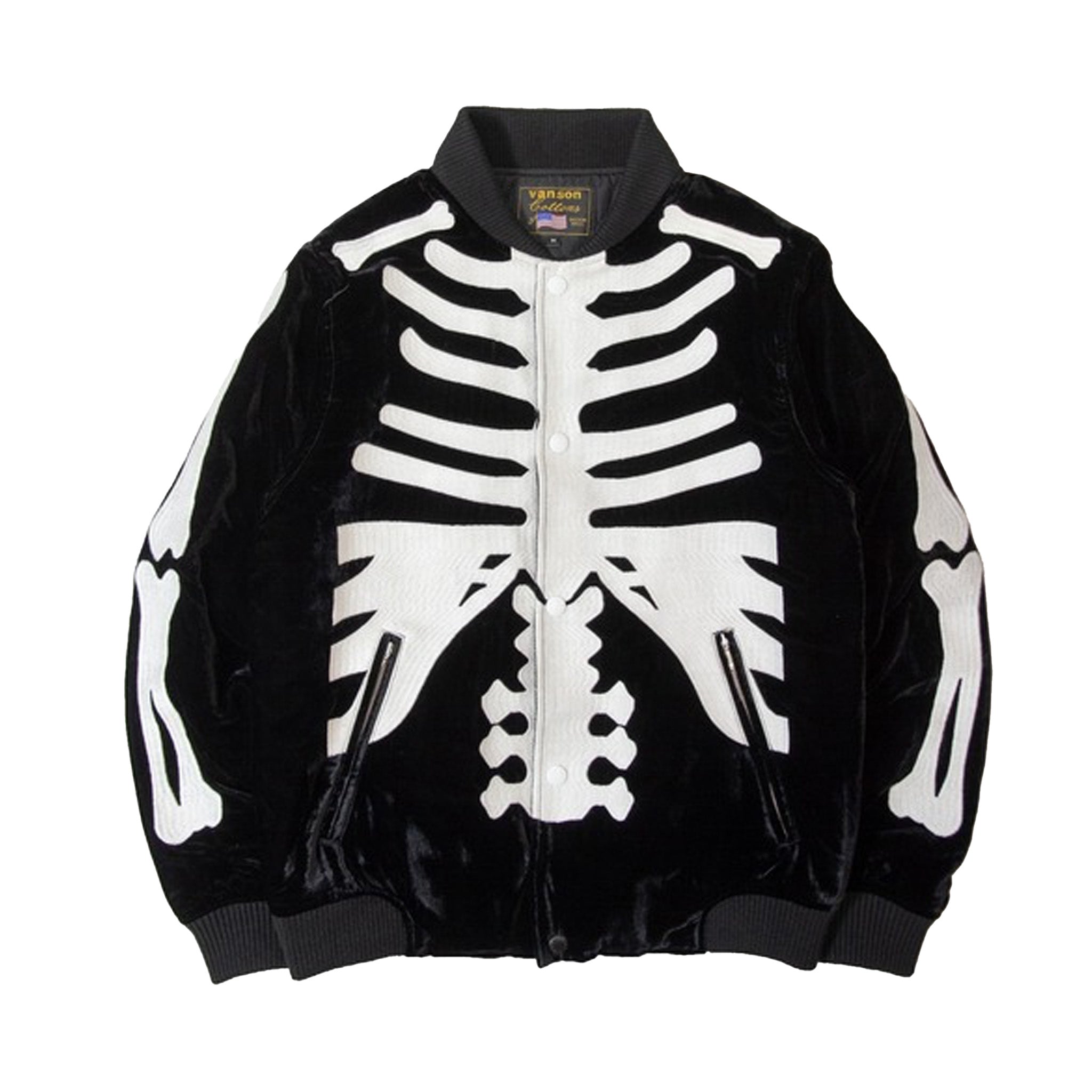 VANSON SKELTON BONES VELOURS JACKET / WHITE – 【dugout clothes