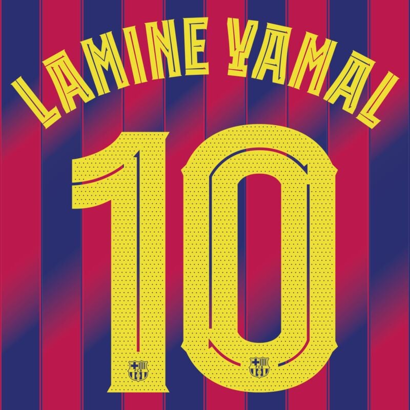 Lamine Yamal #10 Adult Size Authentic Player Size Home UCL/Cup