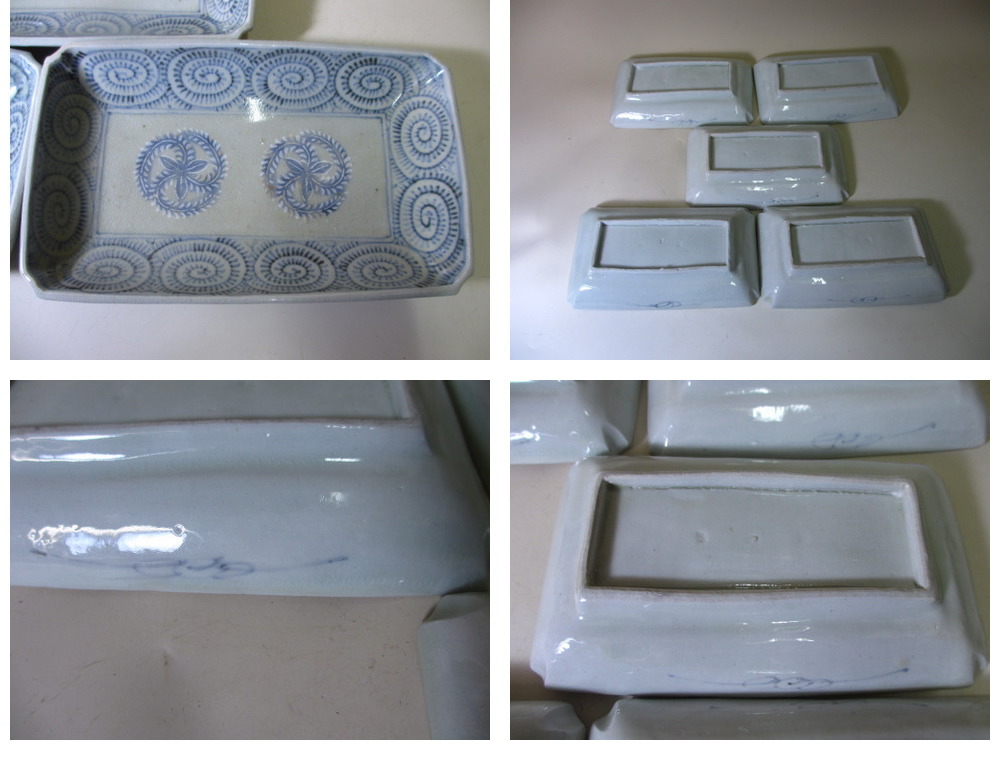 ギャラリー辰巳 - 切込焼 長角皿5枚 | 古美術品専門サイト fufufufu.com