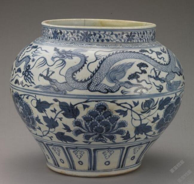 元青花缠枝牡丹云龙纹罐档案-青花瓷-鉴宝档案