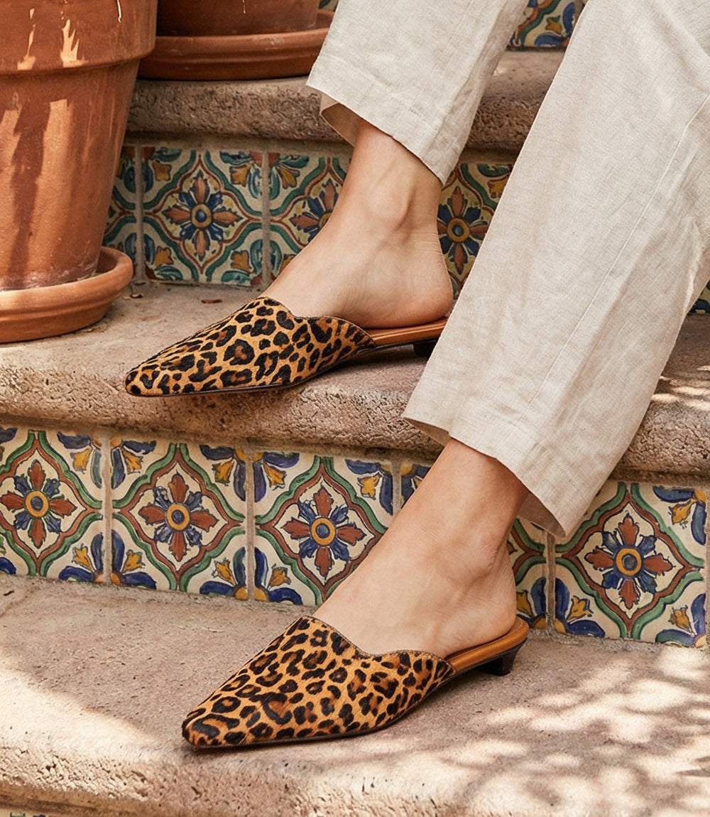 Seychelles Mocktail Kitten Heel Mules - Stylish Leopard Print Slip