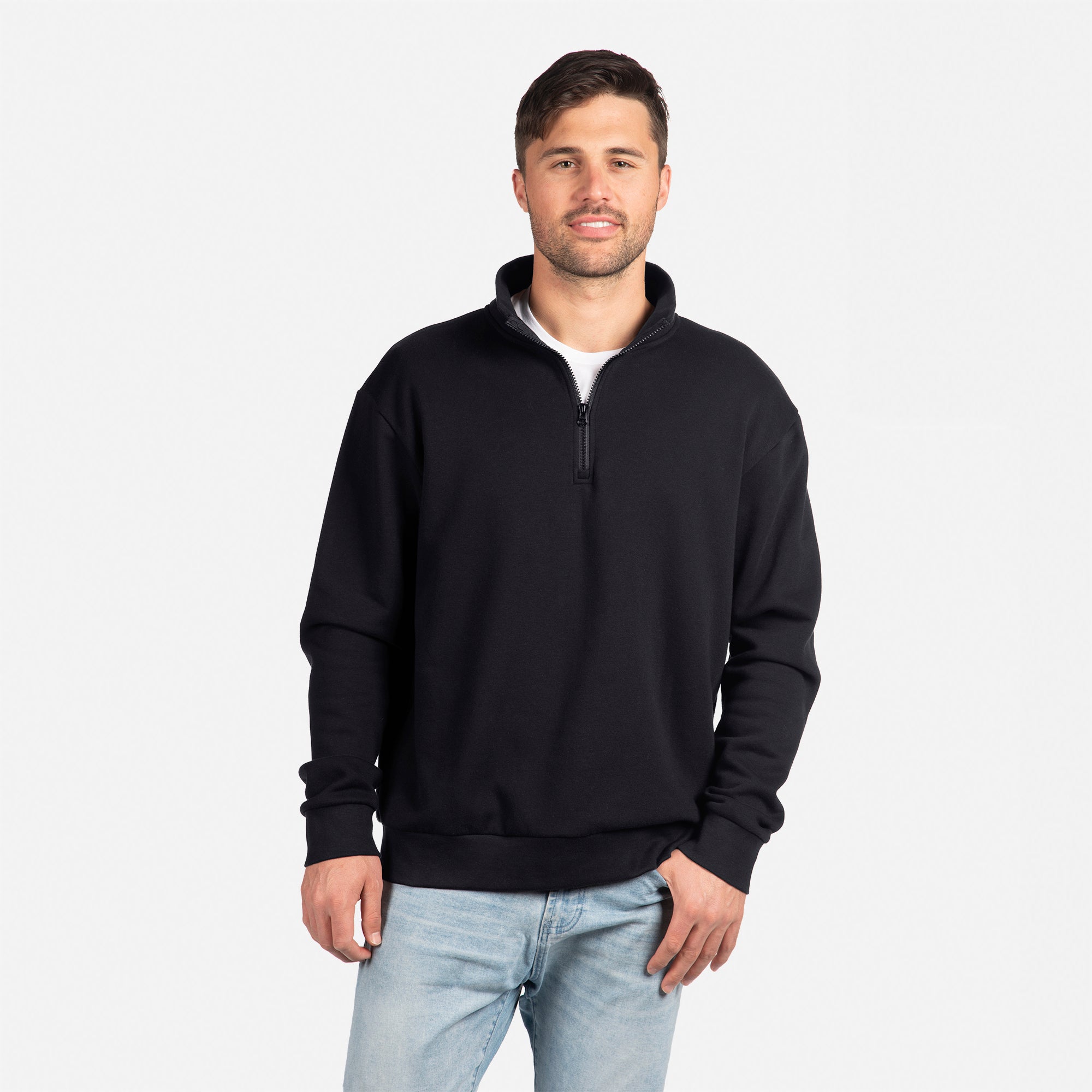 9643 Fleece Quarter Zip - Black | Next Level Apparel
