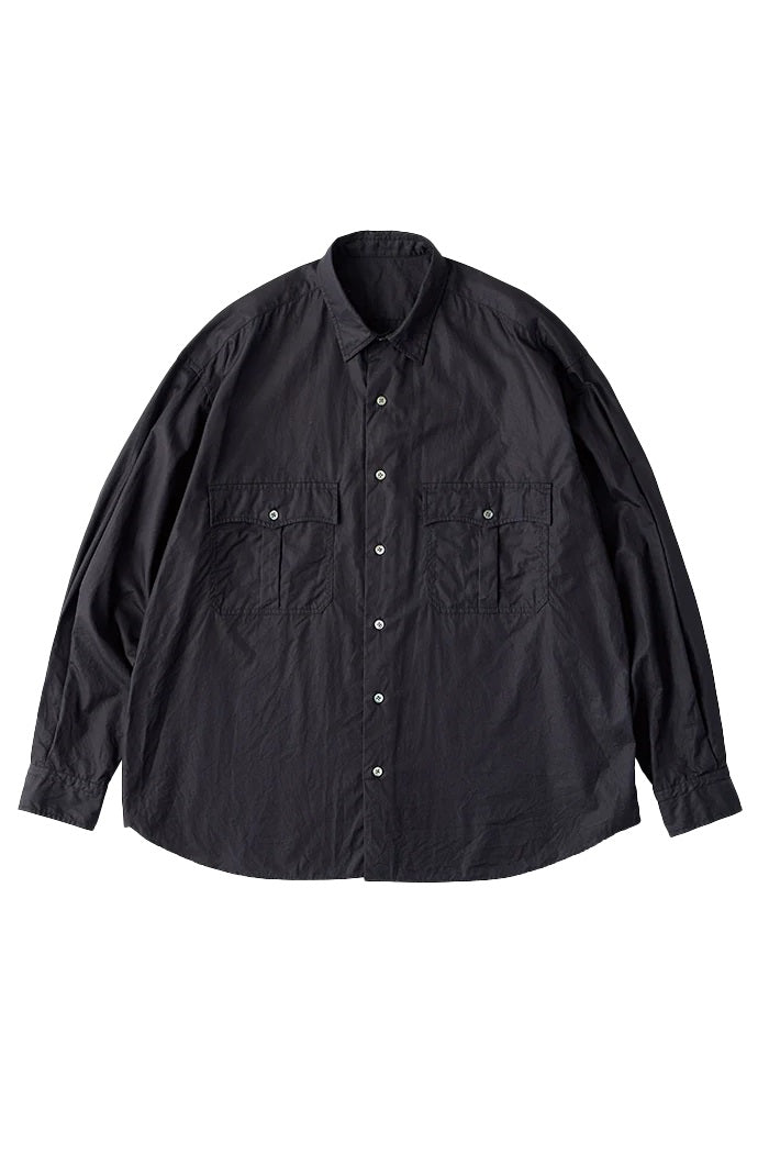 PORTER CLASSIC - ROLL UP SHIRT(ALUMO FABRIC 160/3 ) - BLACK – PHAETON