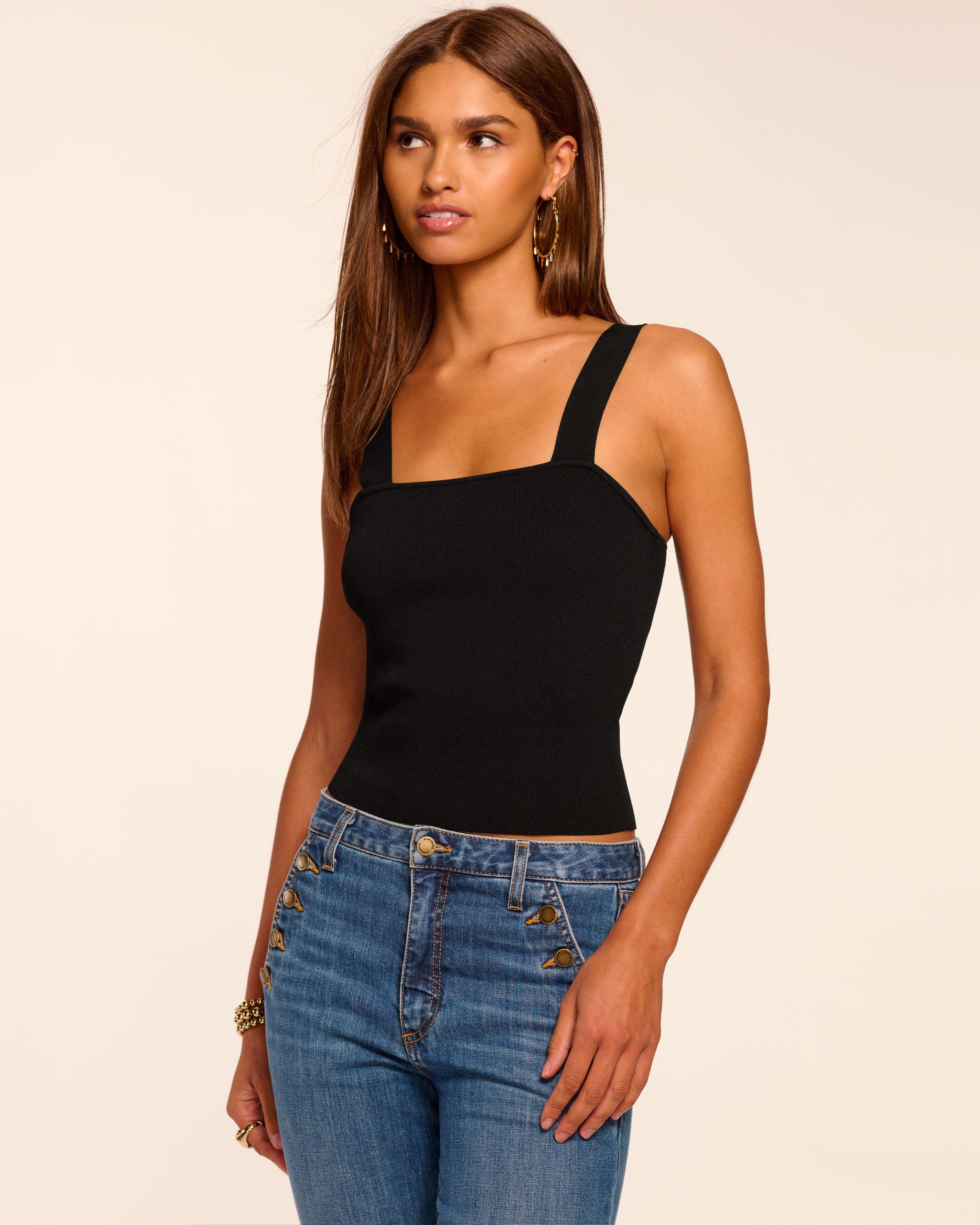 Merie Ribbed Knit Tank Top in winter white | Ramy Brook
