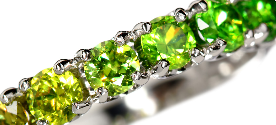 ロシア産デマントイドガーネット 1.4ct プラチナ エタニティ リング