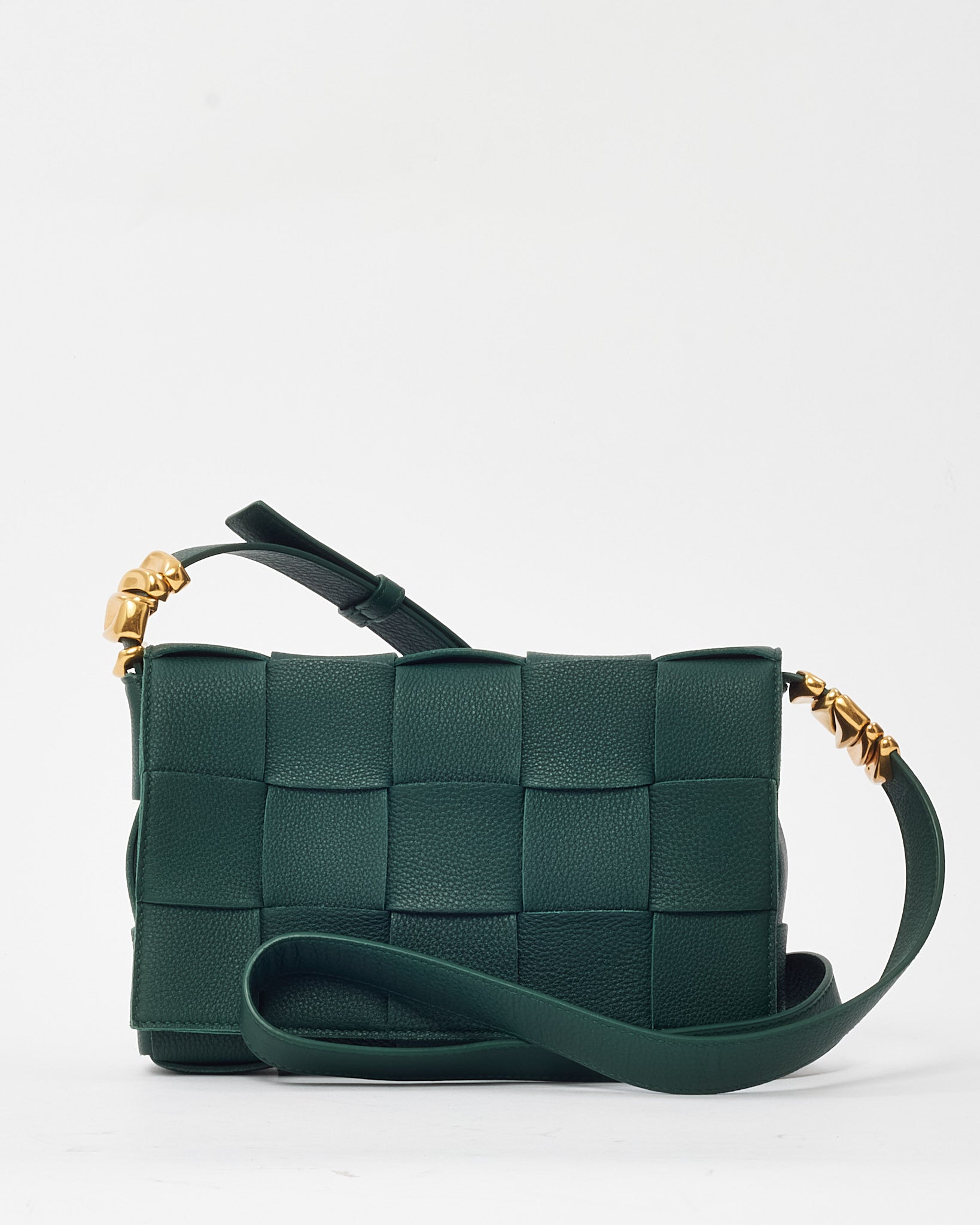 Buy Bottega Veneta Green Intrecciato Leather Gold Accents Casette