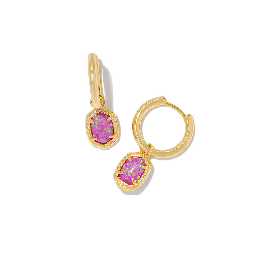 Daphne Framed Huggies in Gold & Magenta Kyocera Opal – Rocksbox