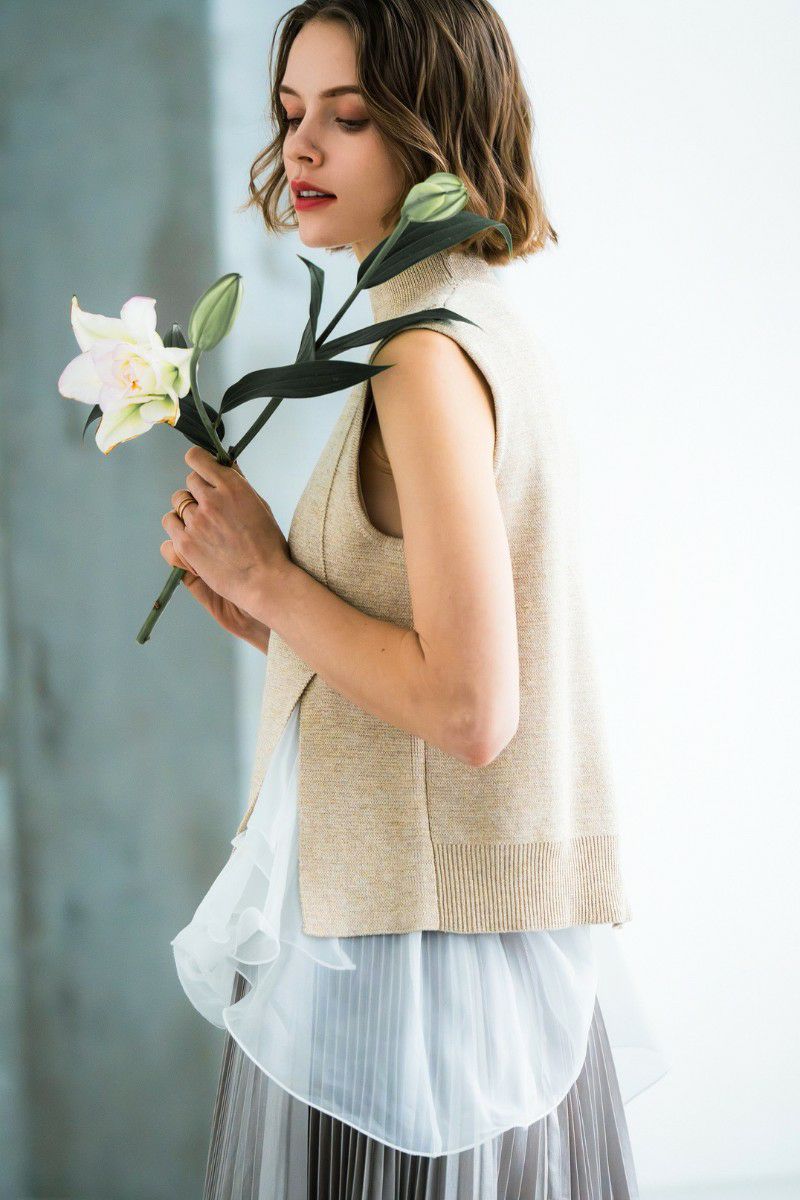 frill layered knit tops – shéller / シェリエ