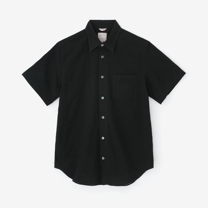 高島縮 20/20 半袖シャツ／濡羽色（ぬればいろ）