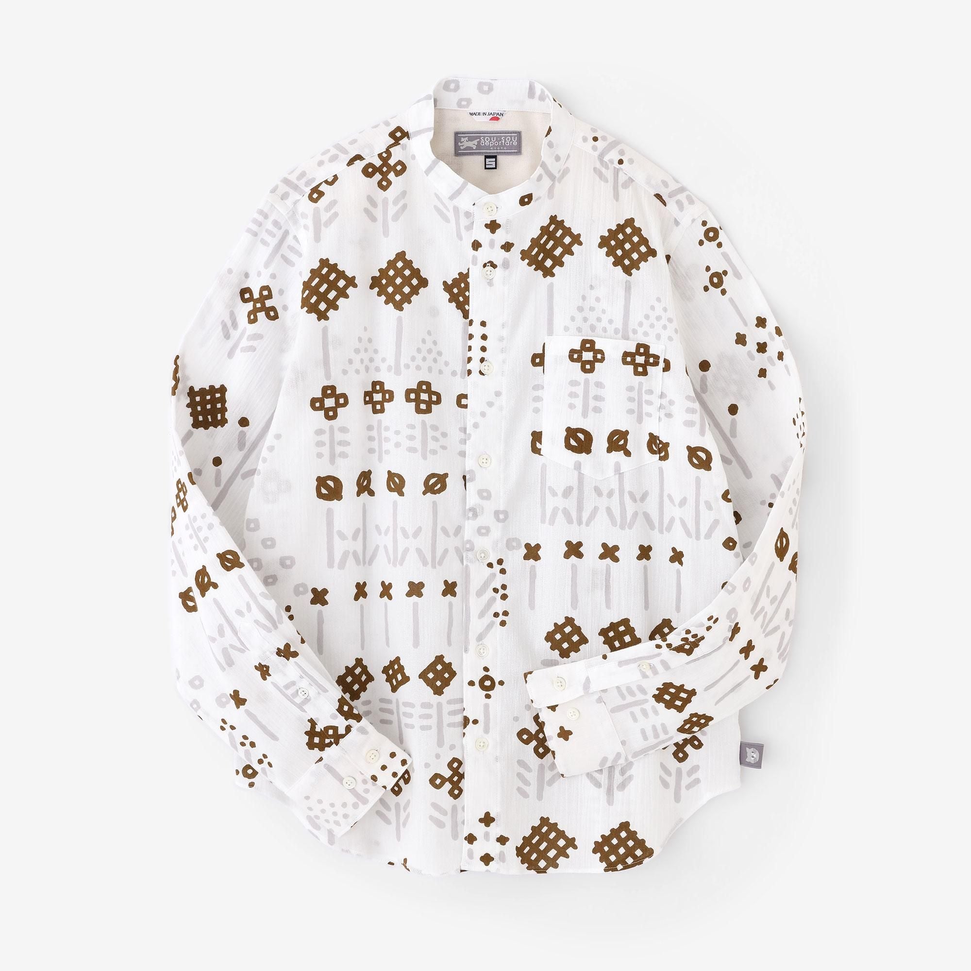 高島縮 20/20 スタンドカラーシャツ／楚々（そそ）△