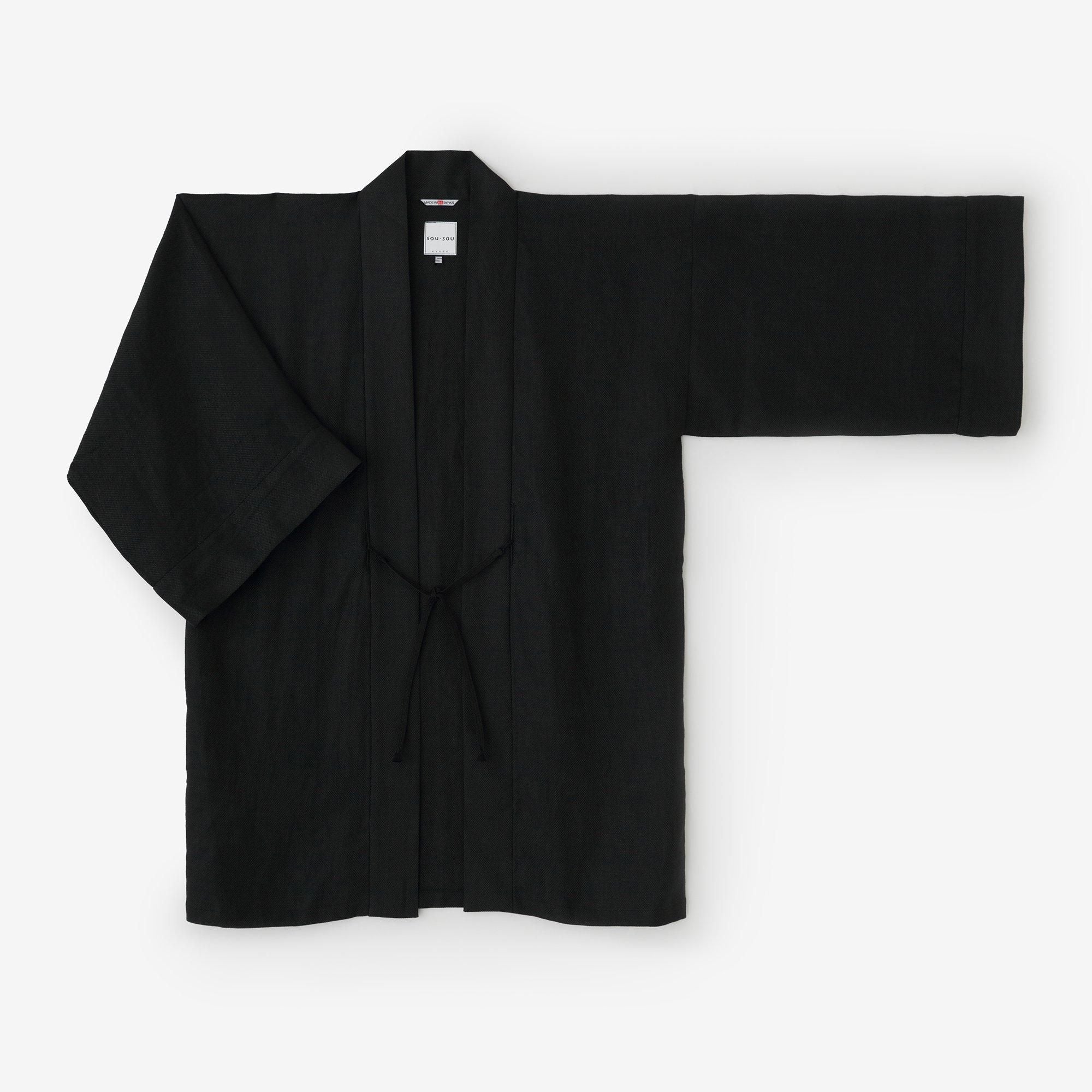 net限定】麻 袢纏（はんてん） 間（けん） 単（ひとえ）／濡羽色（ぬれ