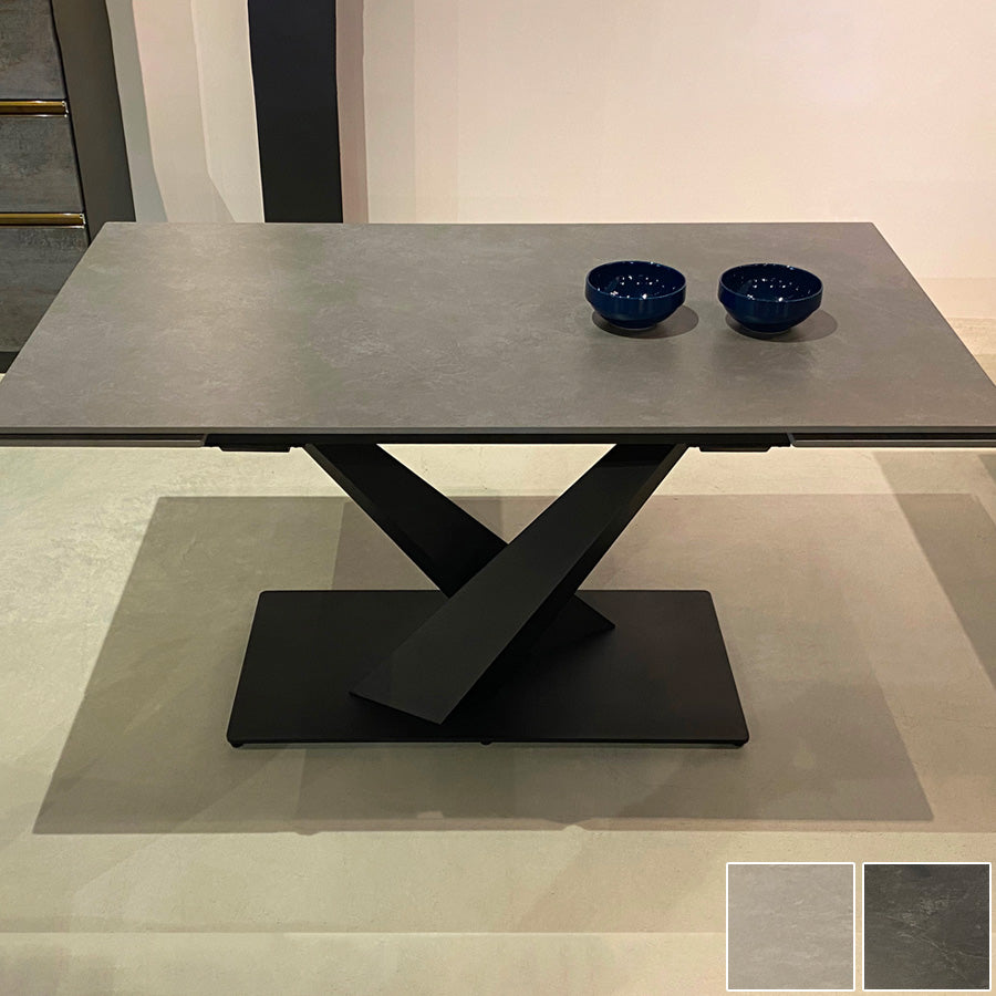 ダイニングテーブル セラミック 両サイド伸長式 2段階伸長 幅140cm