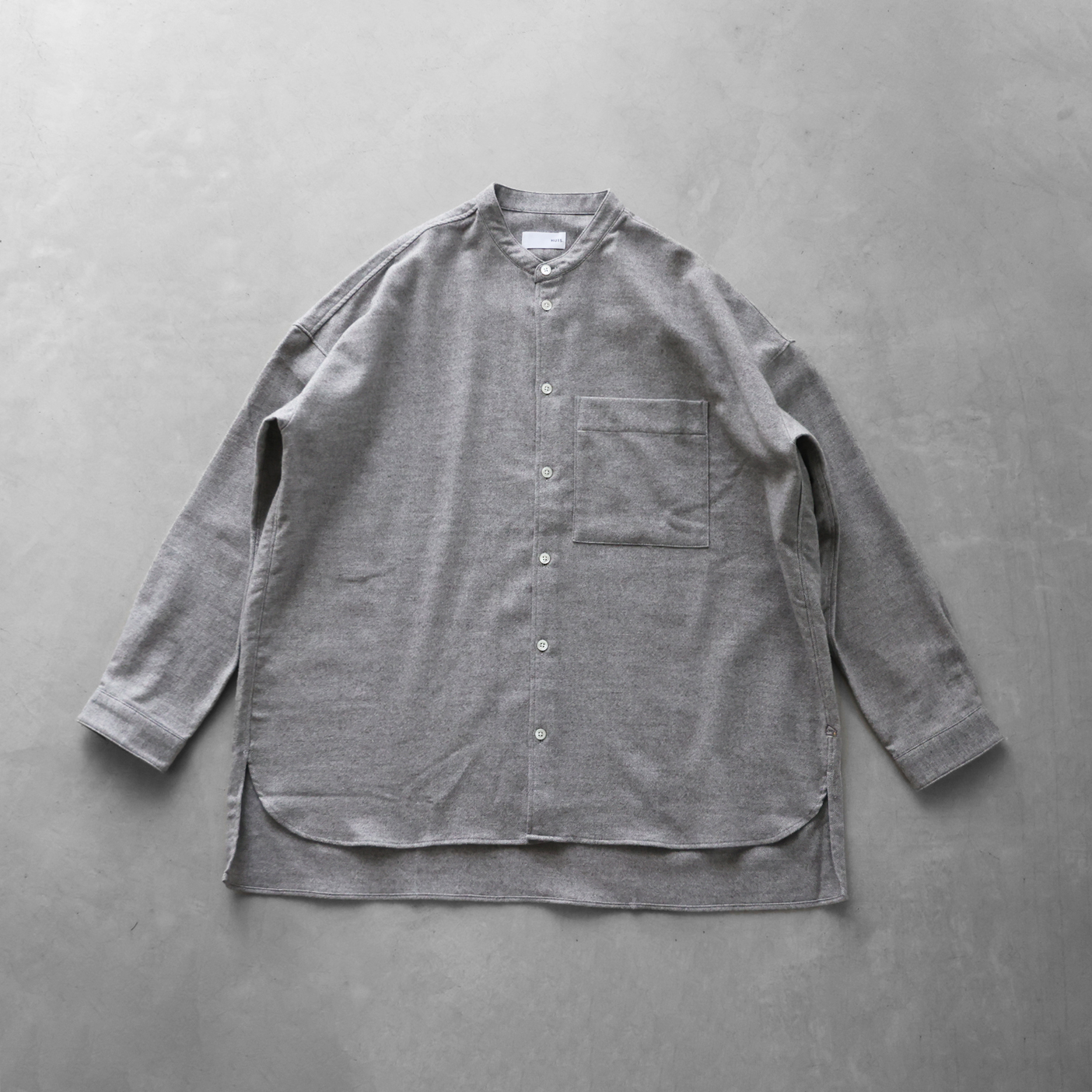 ヤクウール綾ネルバンドカラーオーバーシャツ 015をリリースしました